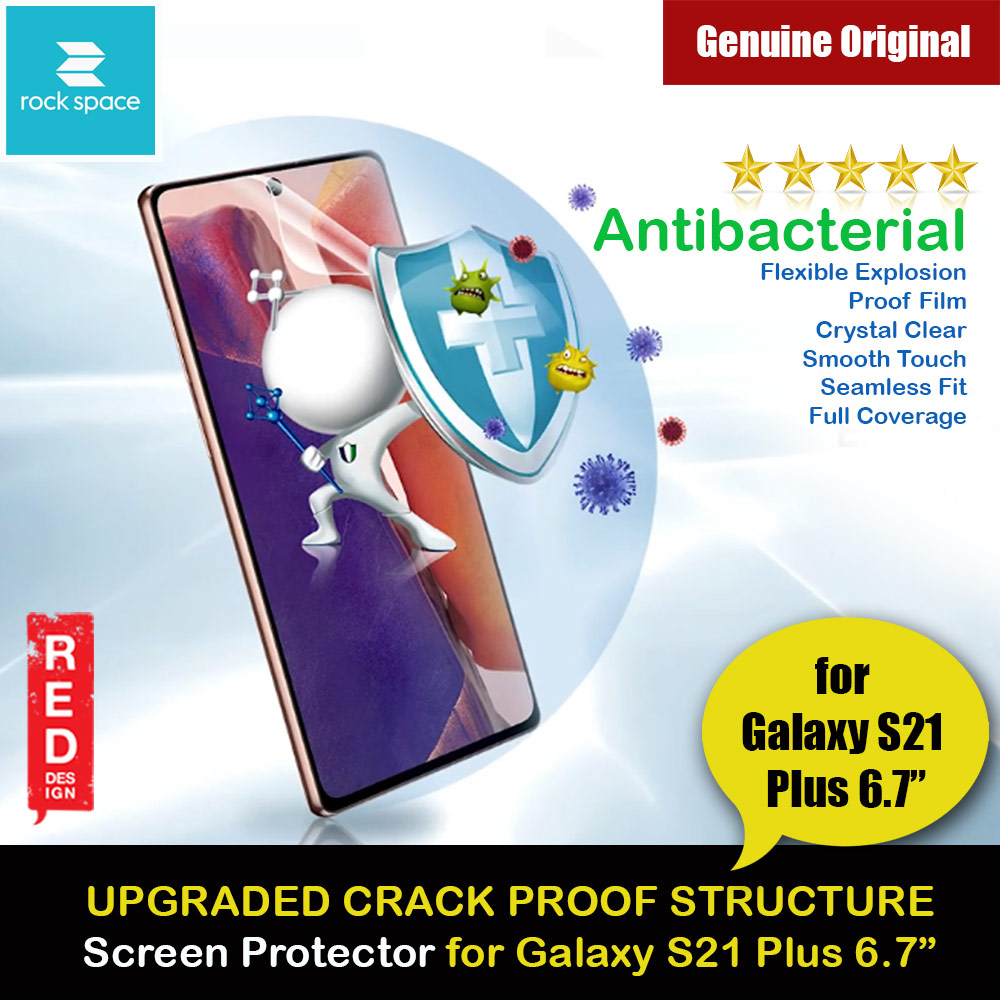 Rock Space Custom MadeCrack Proof Explosion Proof Flexible TPU Soft Screen Protector Samsung Galaxy S21 Plus 6.7 (Clear with Anti Bacteria)