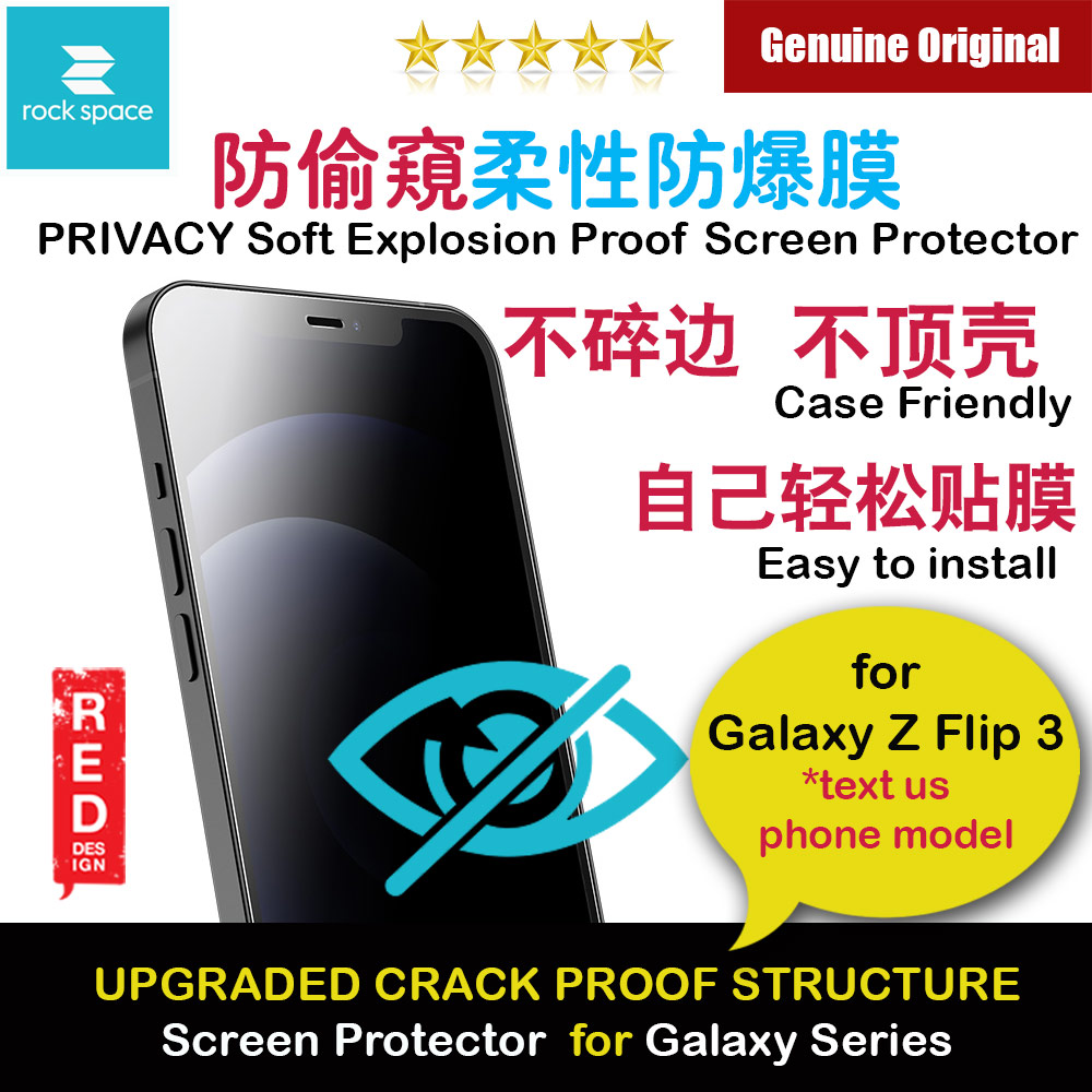 Rock Space Custom Made Crack Proof Explosion Proof Flexible TPU Soft Screen Protector for Samsung Galaxy Z Flip 3 (Privacy Anti View Anti Peep Matte)