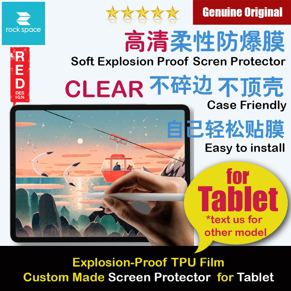 Rock Space Custom Made Crack Proof Explosion Proof Flexible TPU Soft Screen Protector for Tablet iPad up to 11 inches 295mm x 195mm (HD Clear)