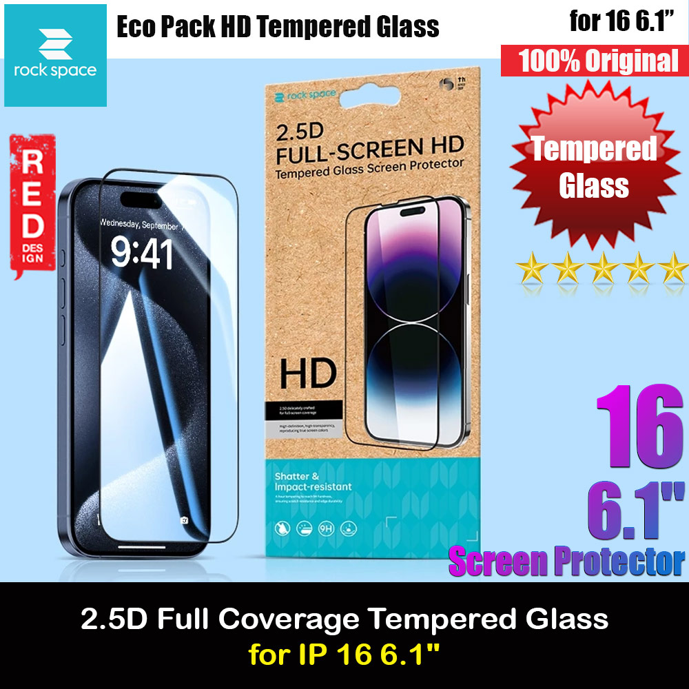 Rock Space HD Full Coverage Tempered Glass for iPhone 16 6.1 (Clear)