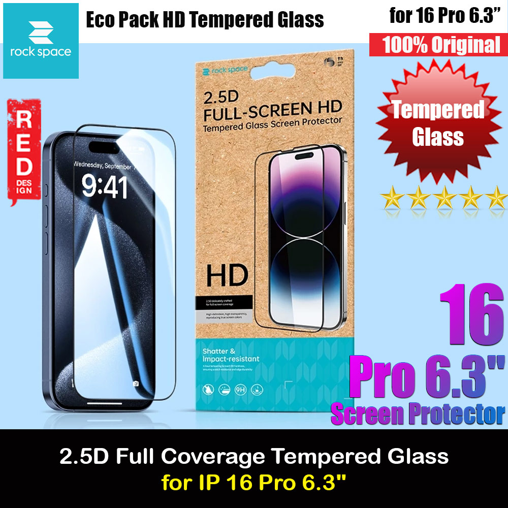 Rock Space HD Full Coverage Tempered Glass for iPhone 16 Pro 6.3 (Clear)