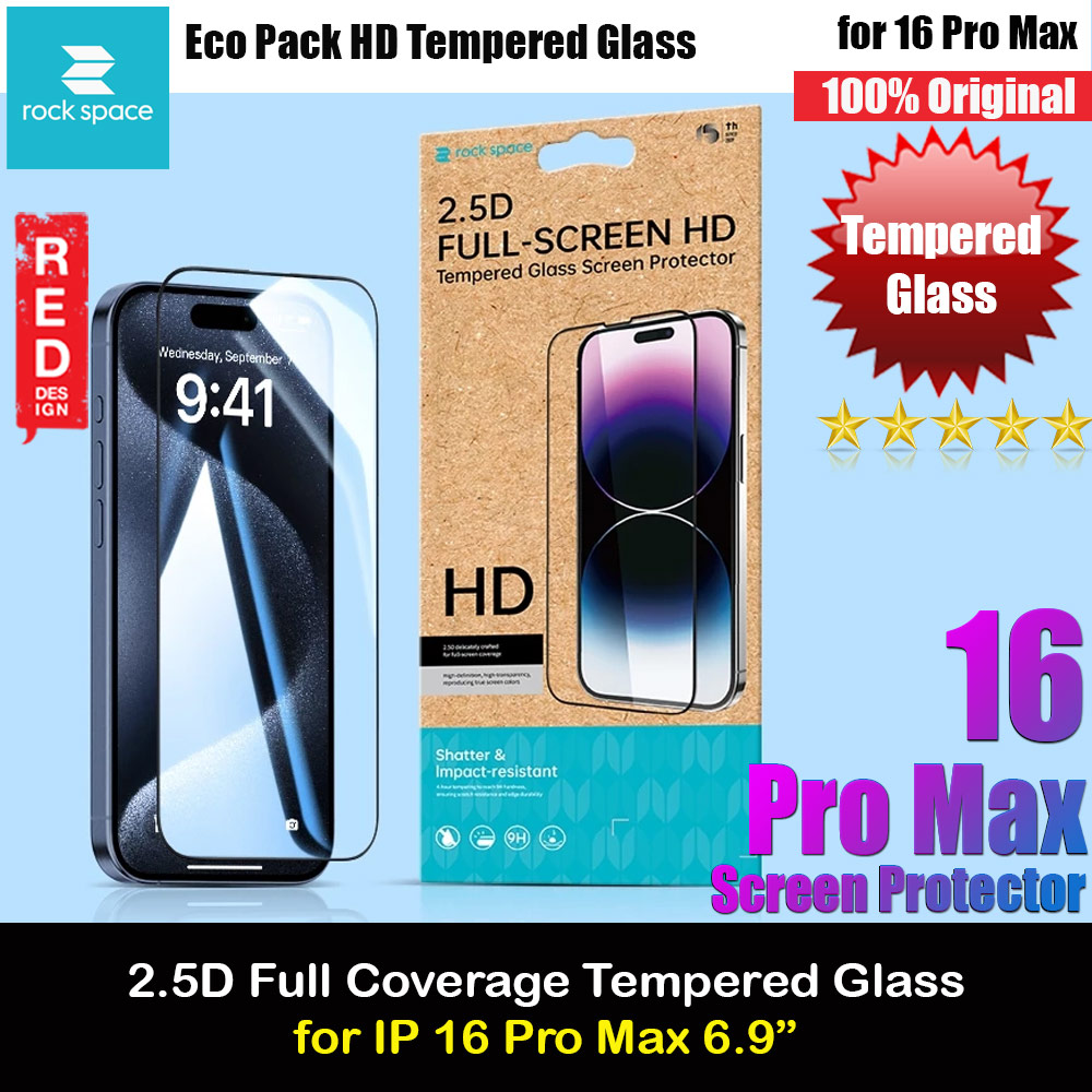 Rock Space HD Full Coverage Tempered Glass for iPhone 16 Pro Max 6.9 (Clear)