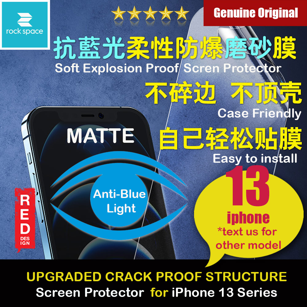 Rock Space Custom Made Crack Proof Explosion Proof Flexible TPU Soft Screen Protector for Apple iPhone 13 Mini iPhone 13 Pro iPhone 13 Pro Max (Matte Anti Blue Light)