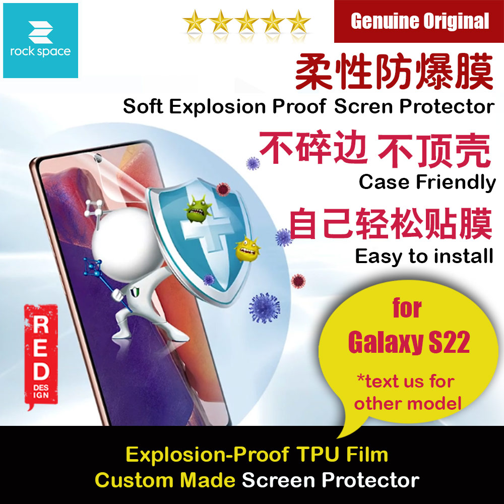 Rock Space Custom Made Crack Proof Explosion Proof Flexible TPU Soft Screen Protector Samsung Galaxy S22 6.1 (Clear with Anti Bacteria)