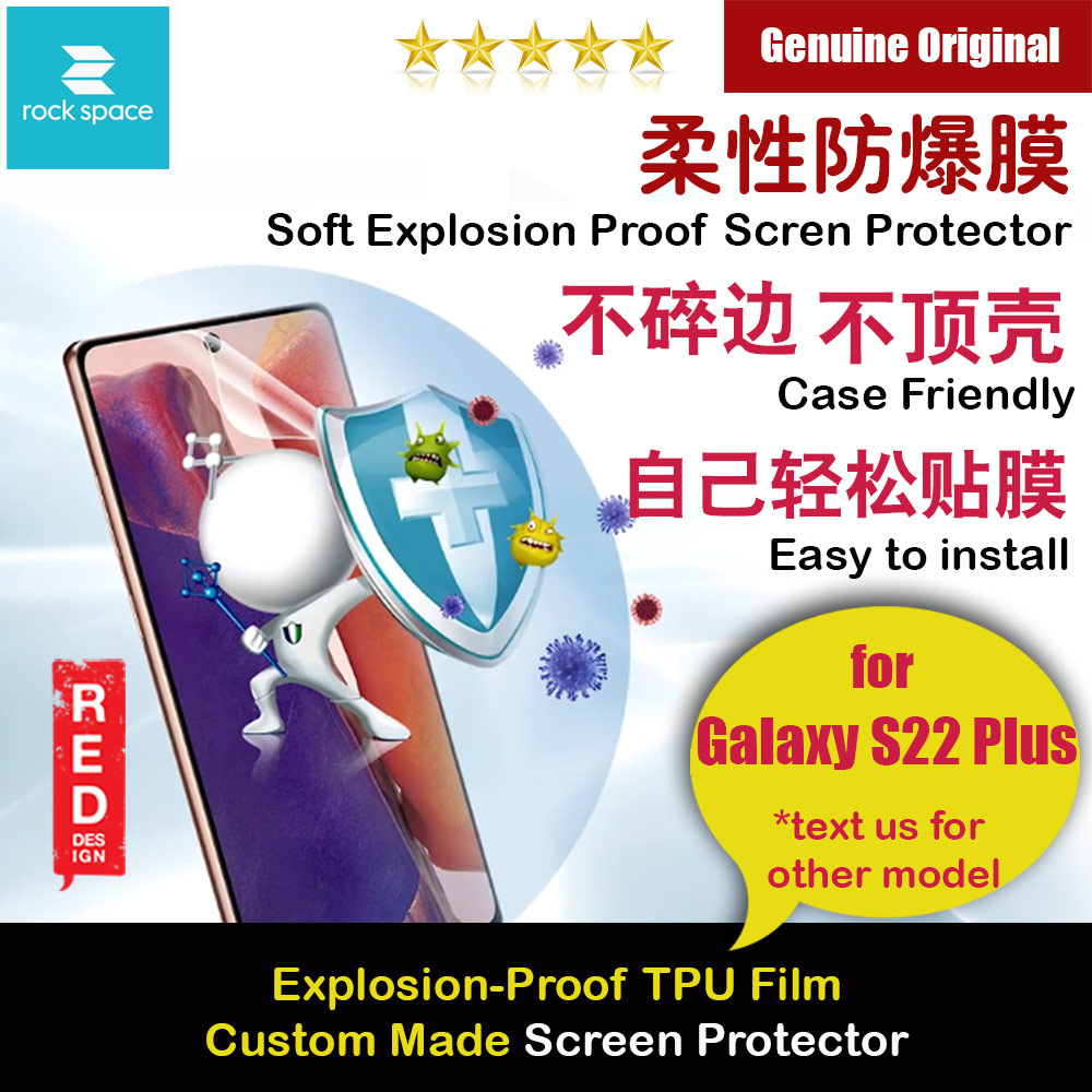 Rock Space Custom Made Crack Proof Explosion Proof Flexible TPU Soft Screen Protector Samsung Galaxy S22 Plus 6.6 (Clear with Anti Bacteria)