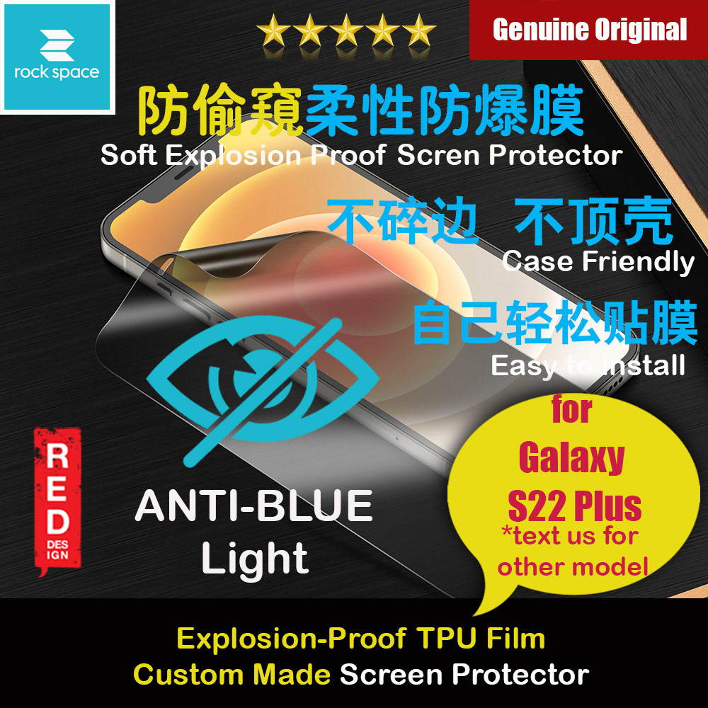 Rock Space Custom Made Crack Proof Explosion Proof Flexible TPU Soft Screen Protector for Samsung Galaxy S22 Plus 6.6 (Privacy Anti View Anti Peep Matte)