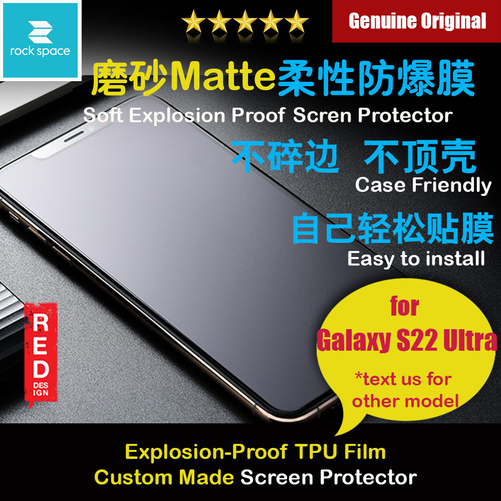 Rock Space Custom Made Crack Proof Explosion Proof Flexible TPU Soft Screen Protector for Galaxy S22 Ultra 6.8 (Matte Anti Finger Print Gaming)