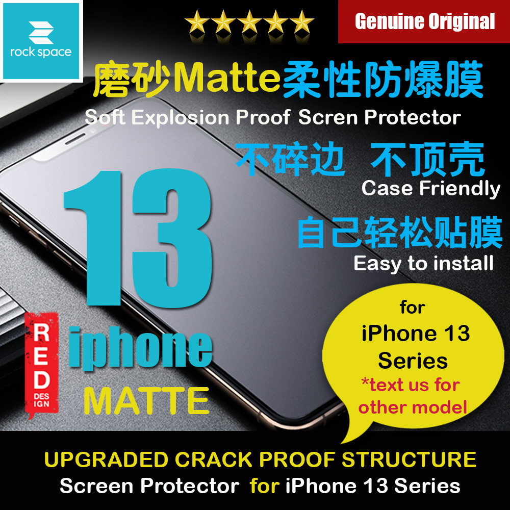 Rock Space Custom Made Crack Proof Explosion Proof Flexible TPU Soft Screen Protector for Apple iPhone 13 Mini iPhone 13 Pro iPhone 13 Pro Max (Matte Anti Finger Print Gaming)