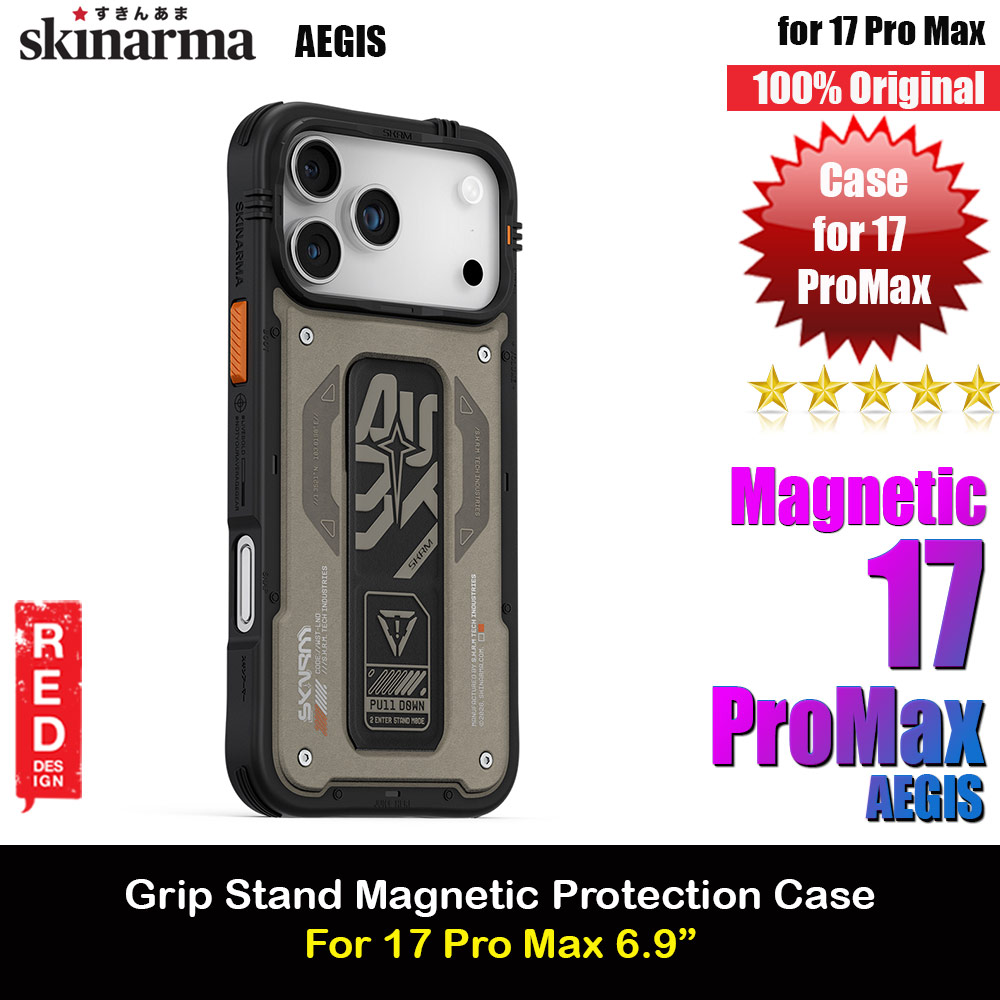 Skinarma Aegis Magcharge Grip Stand Droop Protection Case for iPhone 17 Pro Max 6.9 (Grey)