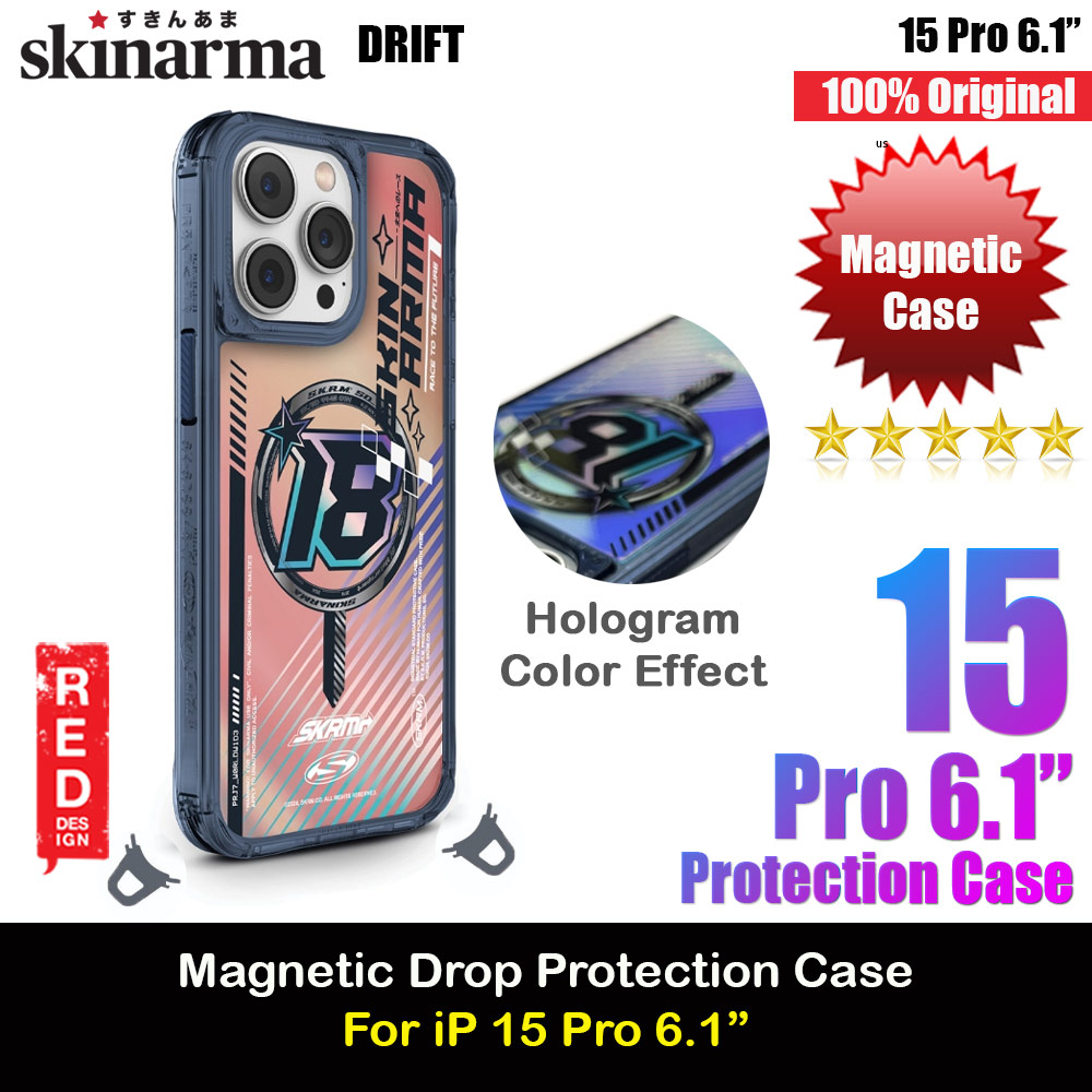 Skinarma Magnetic Charge Drop Protection Case for iPhone 15 Pro 6.1 (Hologram Blue)