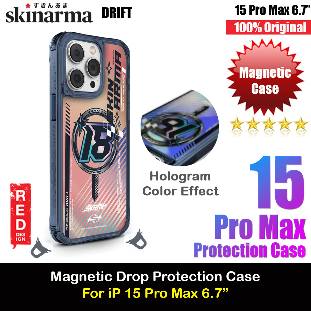 Skinarma Magnetic Charge Drop Protection Case for iPhone 15 Pro Max 6.7 (Hologram Blue)