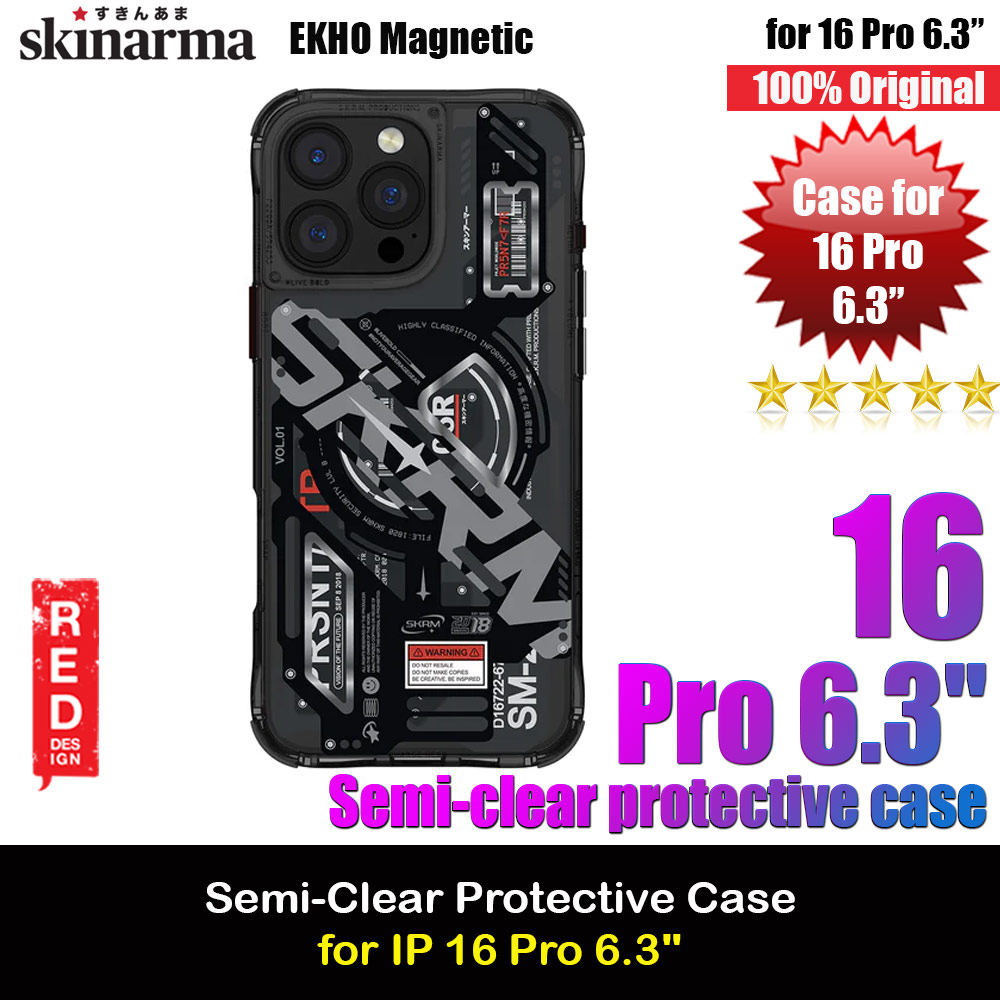 Skinarma Ekho  Magnetic Charge Drop Protection Case for iPhone 16 Pro 6.3 (Black)