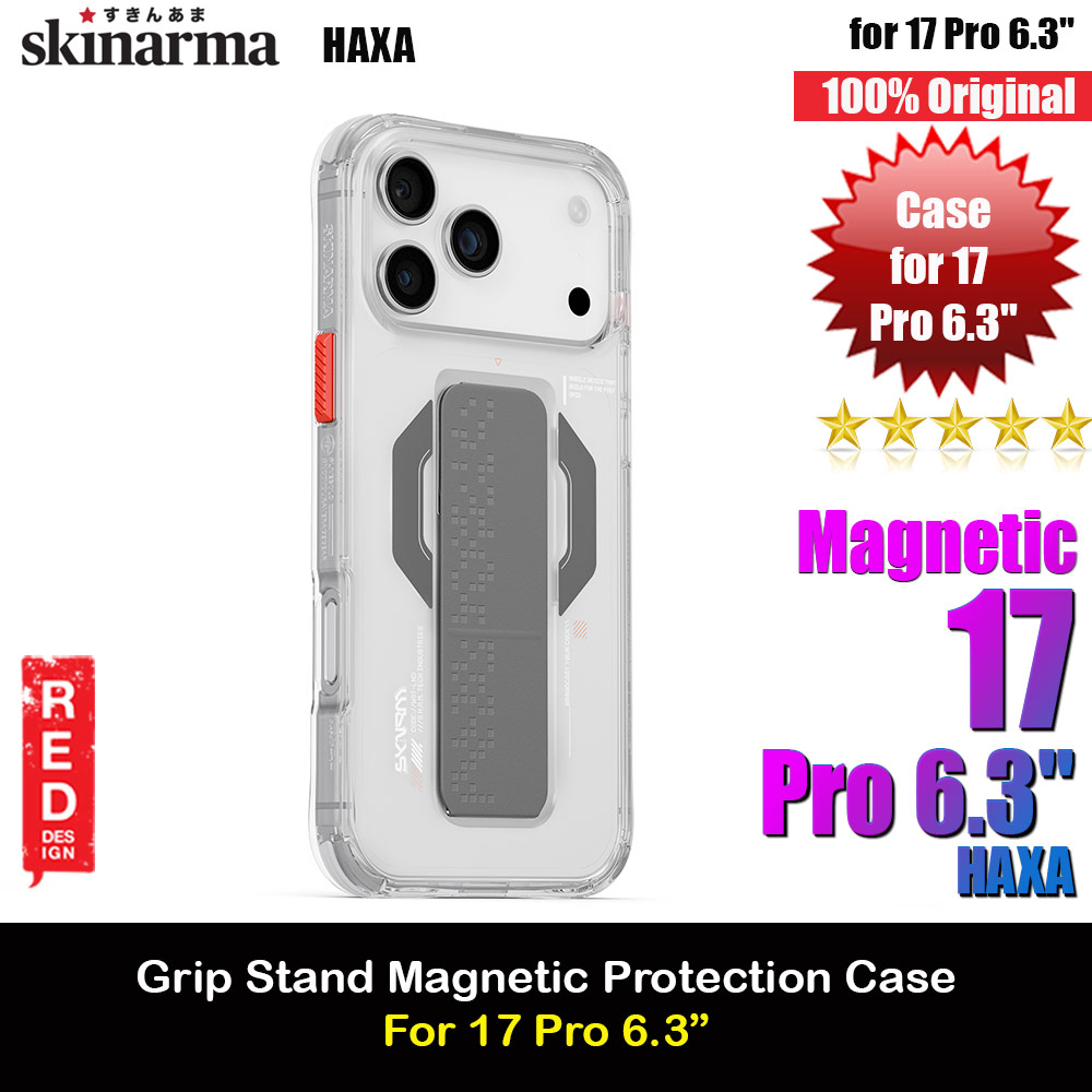 Skinarma Haxa Magcharge Grip Stand Droop Protection Case for iPhone 17 Pro 6.3 (Clear)