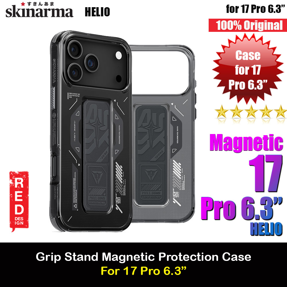 Skinarma Helio Magcharge Grip Stand Droop Protection Case for iPhone 17 Pro 6.3 (Graphite)