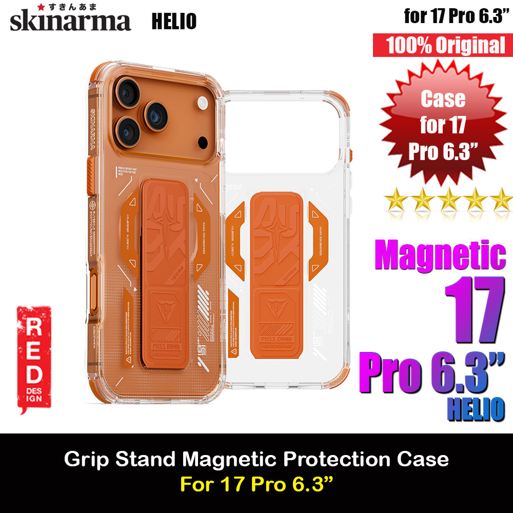 Skinarma Helio Magcharge Grip Stand Droop Protection Case for iPhone 17 Pro 6.3 (Orange)