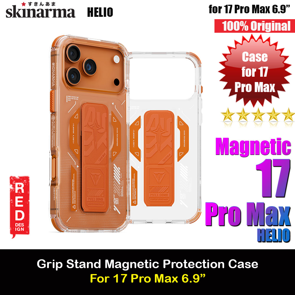 Skinarma Helio Magcharge Grip Stand Droop Protection Case for iPhone 17 Pro Max 6.9 (Orange)