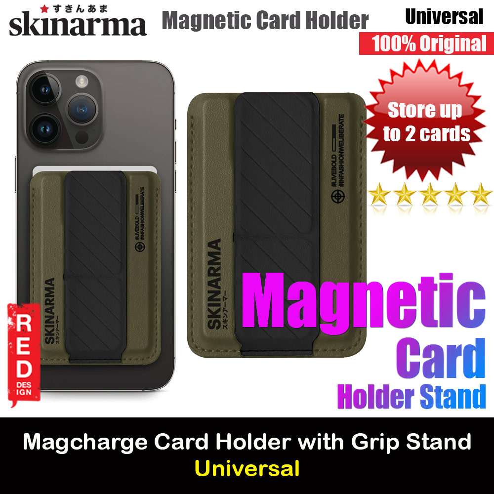 Skinarma Mag Charge Magnetic Card Holder with Stand Grip (Kado Olive)