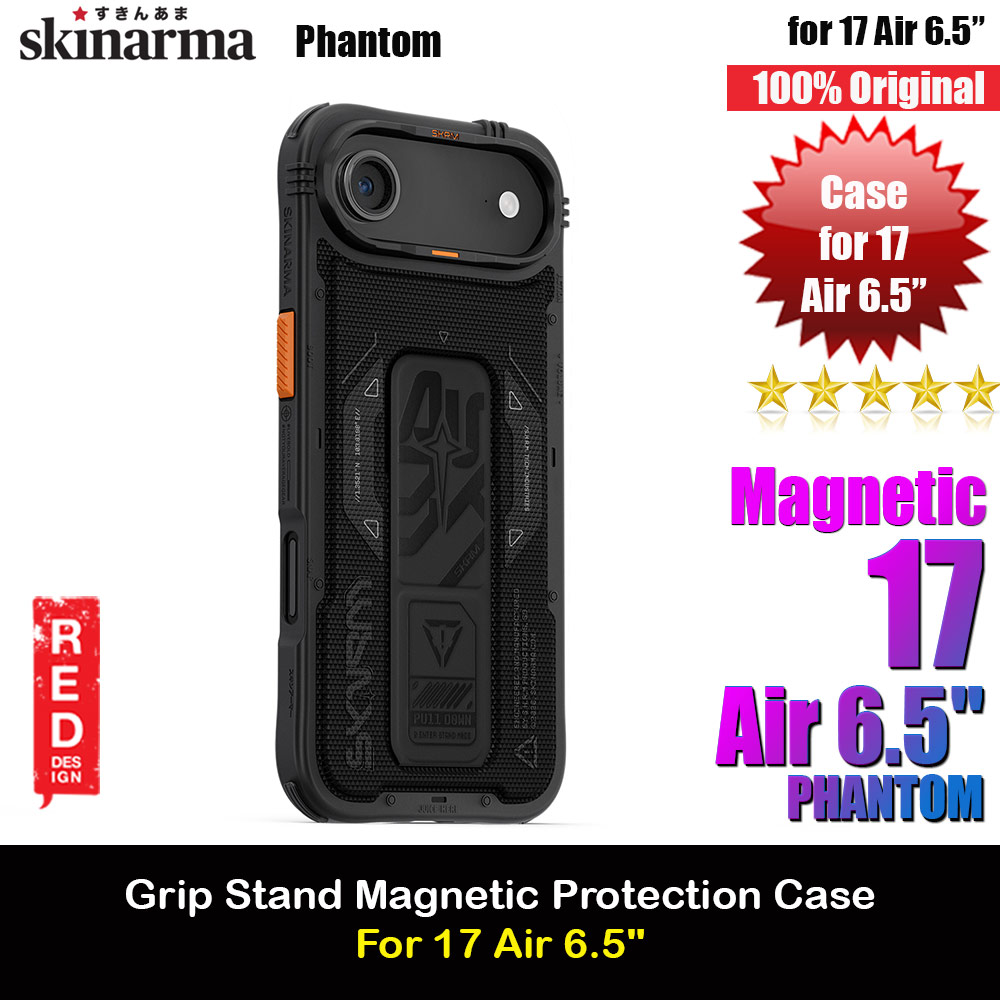 Skinarma Phantom Magcharge Grip Stand Droop Protection Case for iPhone 17 Air 6.5 (Black)