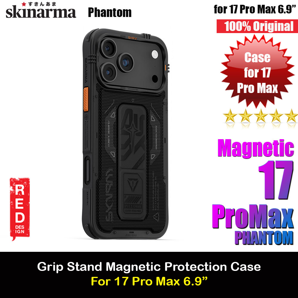Skinarma Phantom Magcharge Grip Stand Droop Protection Case for iPhone 17 Pro Max 6.9 (Black)