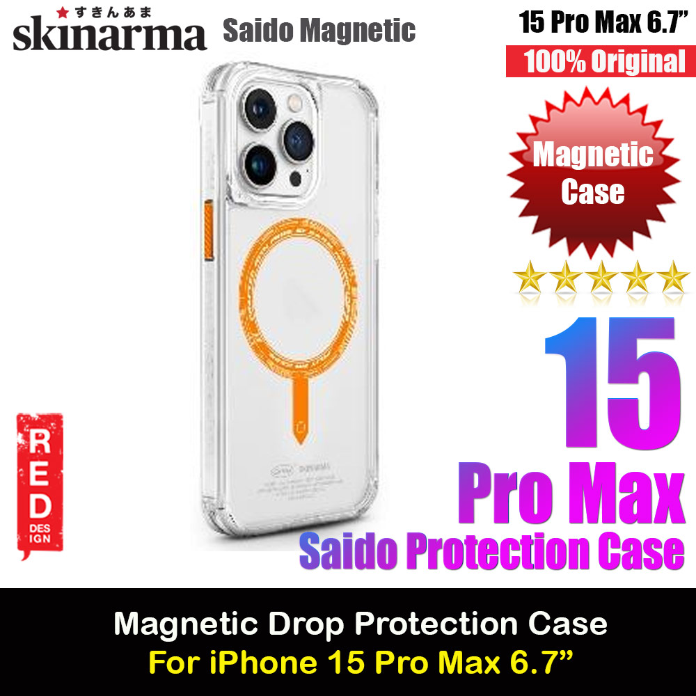 Skinarma Saido Magsafe Series Drop Protection Case for iPhone 15 Pro Max 6.7 (Orange)
