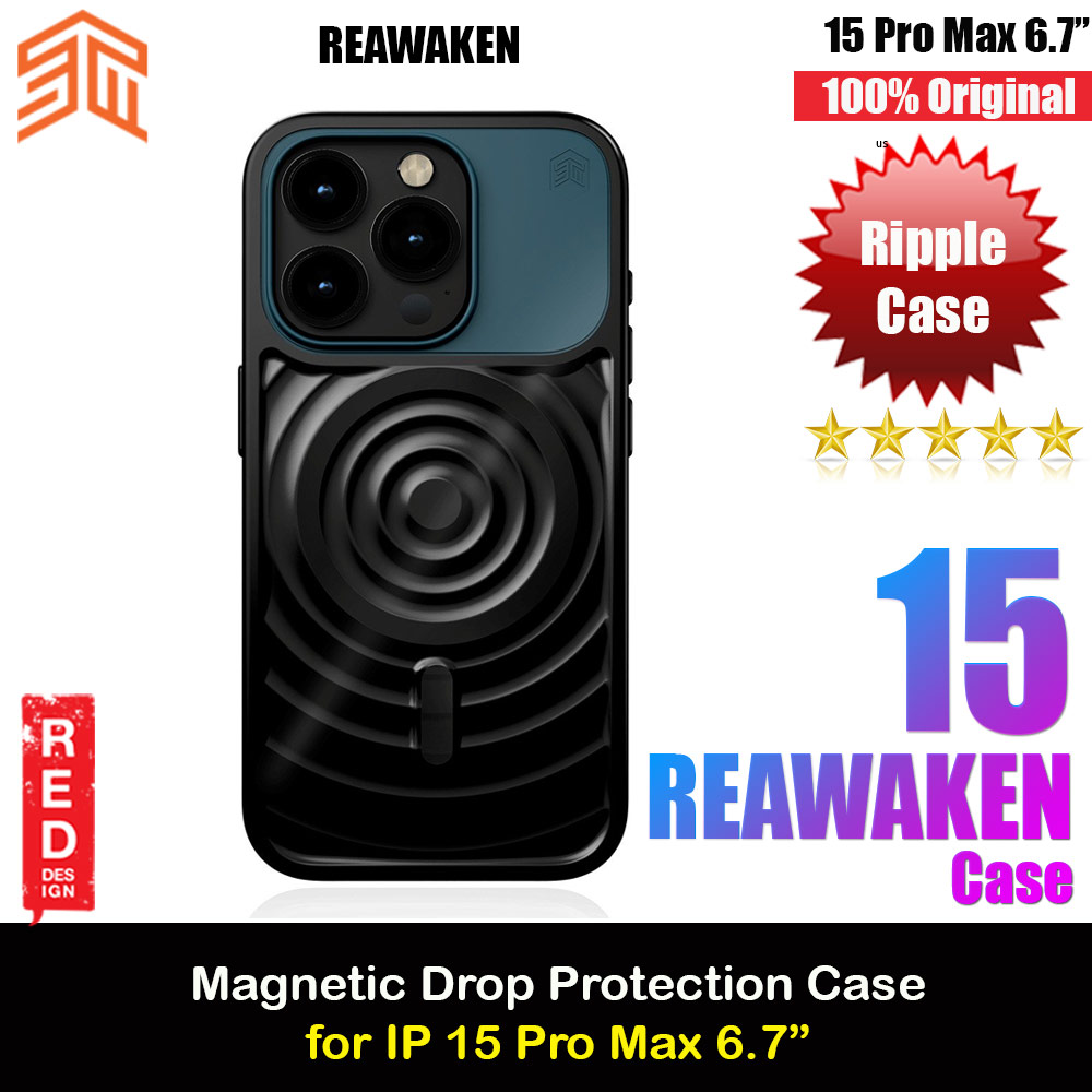 STM Reawaken Ripple Drop Magnetic Protection Case for iPhone 15 Pro 6.1 (Solid Black Atlantic)
