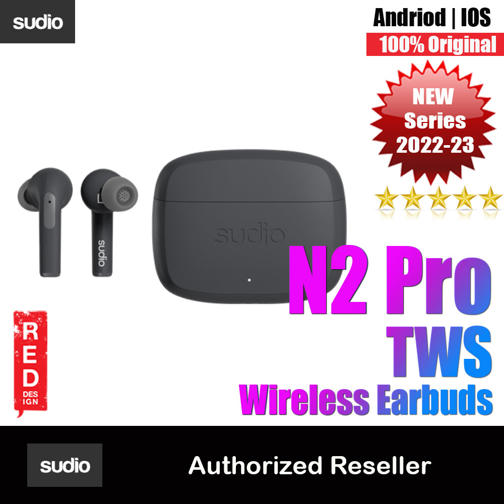 Sudio N2 Pro TWS True Wireless Bluetooth Earbuds Earphone Bluetooth V5.2 Splash Proof ANC Active Noise Cancellation (Black)