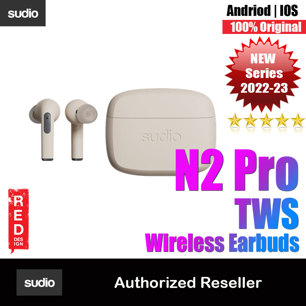 Sudio N2 Pro TWS True Wireless Bluetooth Earbuds Earphone Bluetooth V5.2 Splash Proof ANC Active Noise Cancellation (Sand)