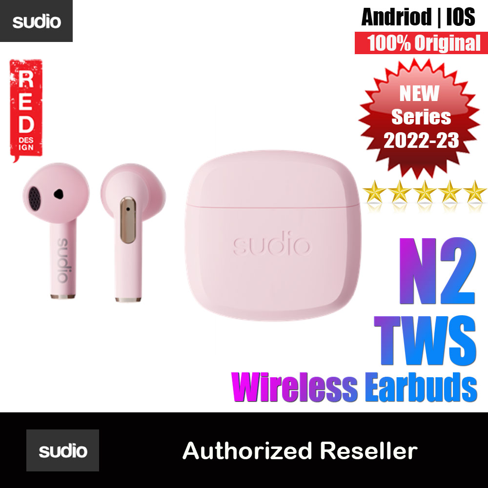 Sudio N2 TWS True Wireless Bluetooth Earbuds Earphone Bluetooth V5.2 Splash Proof (Pink)