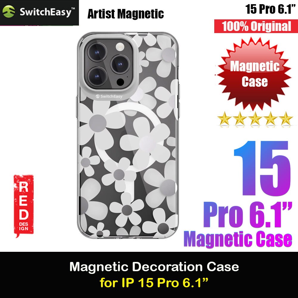 Switcheasy Artist Double In Mold Decoration Fashionable Magsafe Compatible Case for Apple iPhone 15 Pro 6.1 (Fleur)