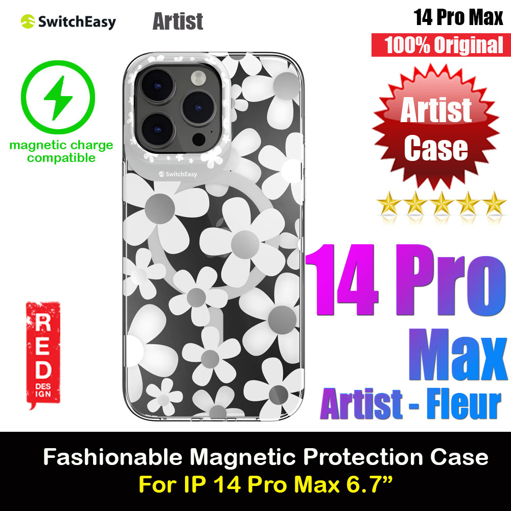 Switcheasy Artist Double In Mold Decoration Fashionable Magsafe Compatible Case for Apple iPhone 14 Pro Max 6.7 (Fleur)