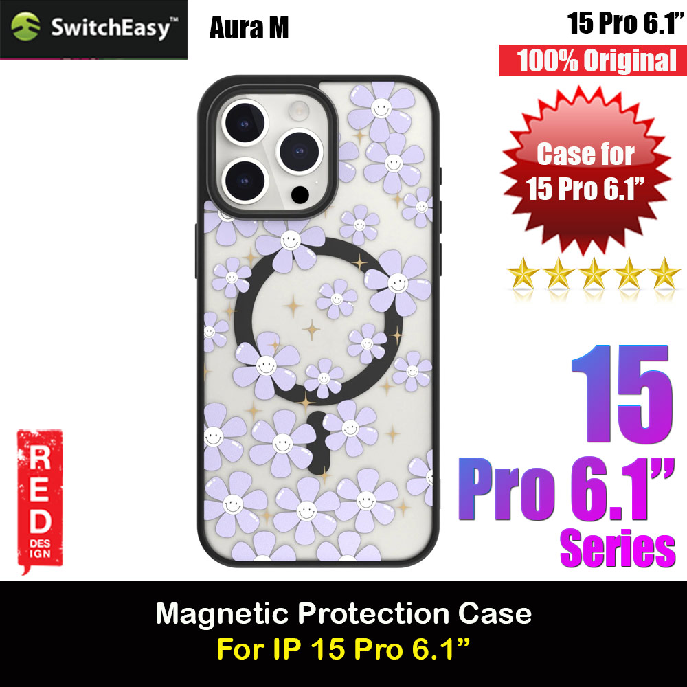 Switcheasy Aura M Printed Fashionable Magsafe Compatible Case for Apple iPhone 15 Pro 6.1 (Ceratostigma)