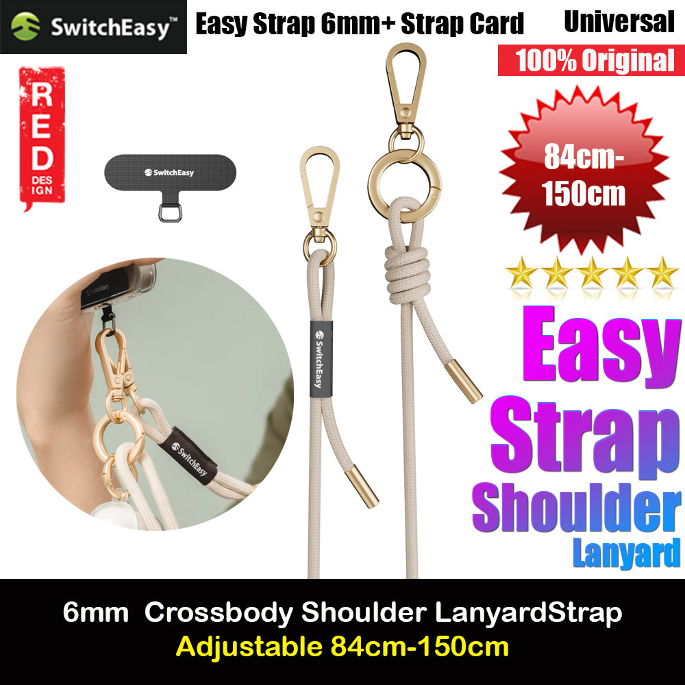 Switcheasy Easy Strap with Multiple Hang Design Crossbody Lanyard Shoulder Holder Card Link Adjustable Strap for any closed-bottom phone case (Ice Cream White)