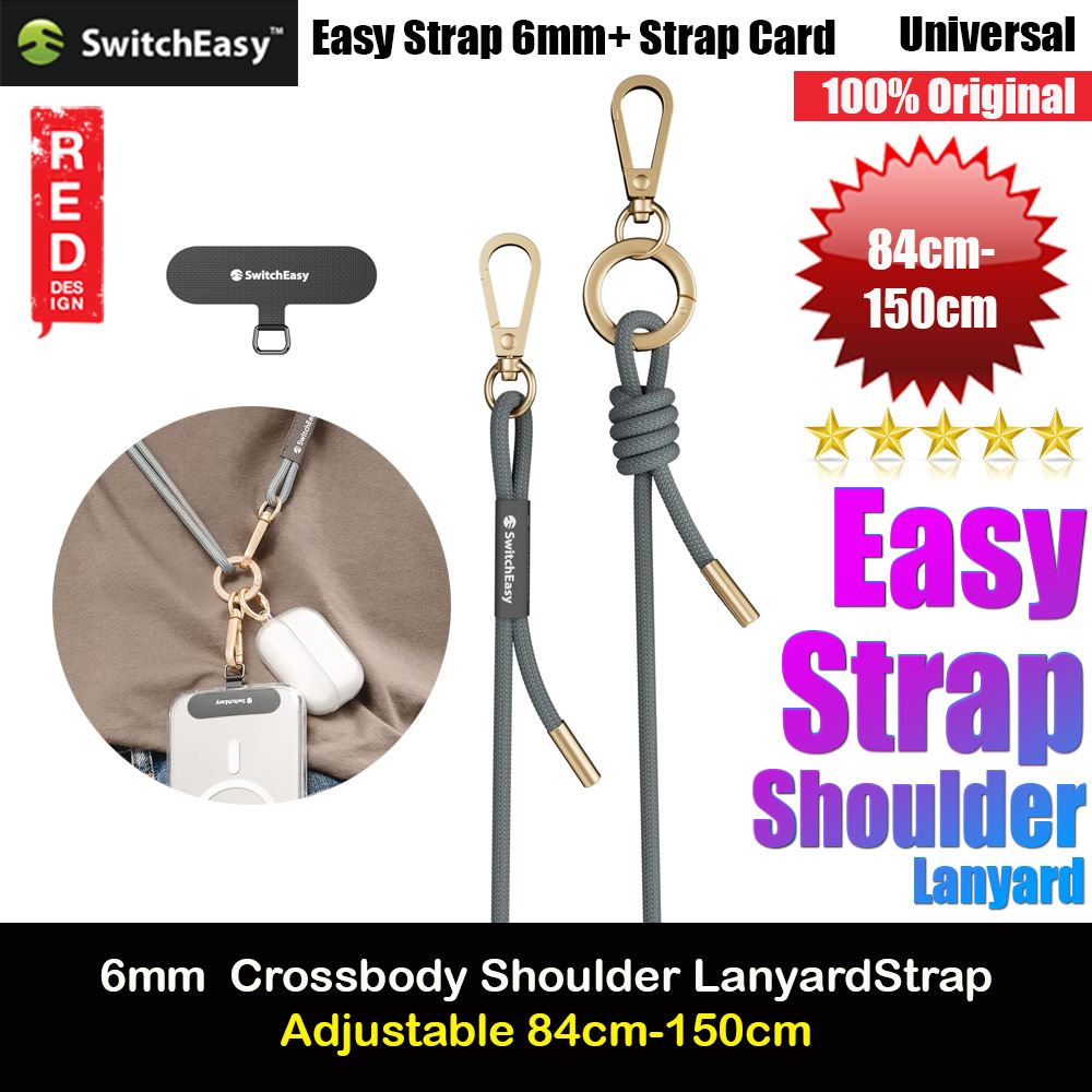 Switcheasy Easy Strap with Multiple Hang Design Crossbody Lanyard Shoulder Holder Card Link Adjustable Strap for any closed-bottom phone case (Noctilucent Blue)