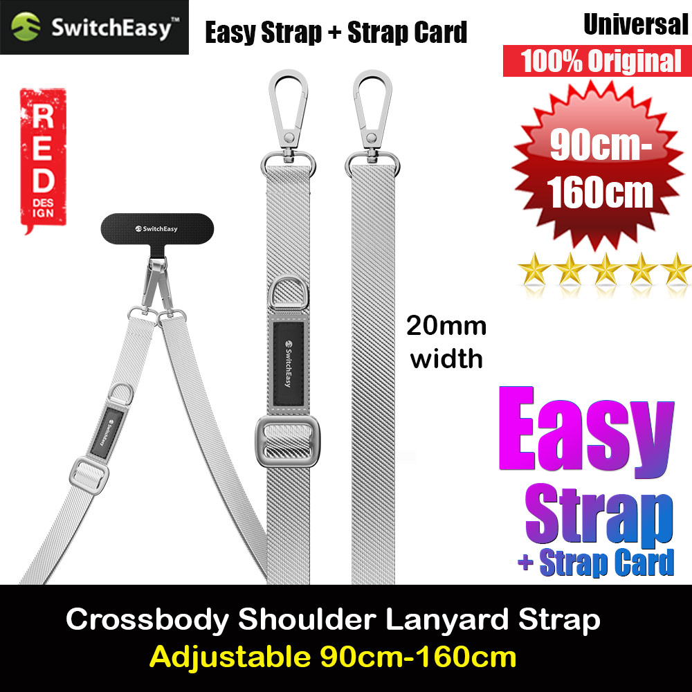 Switcheasy Easy Strap Crossbody Lanyard Shoulder Holder Card Link Adjustable Strap for any closed-bottom phone case (Concrete Gray)