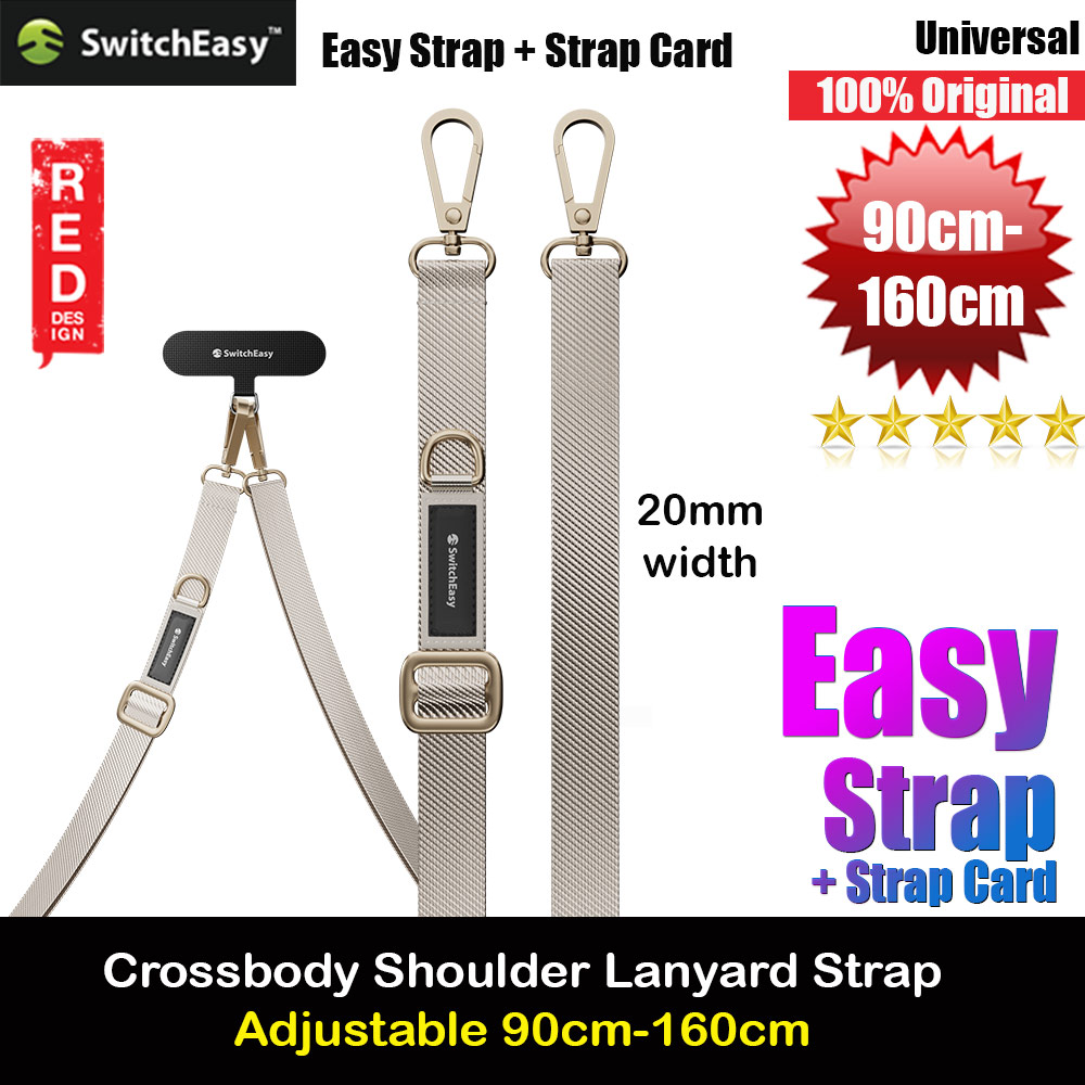 Switcheasy Easy Strap Crossbody Lanyard Shoulder Holder Card Link Adjustable Strap for any closed-bottom phone case (Ice Cream White)