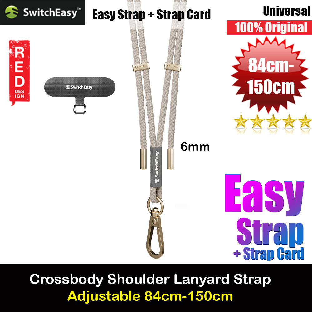 Switcheasy Easy Strap Crossbody Lanyard Shoulder Holder Card Link Adjustable Rope Strap for any closed-bottom phone case (Ice Cream White)