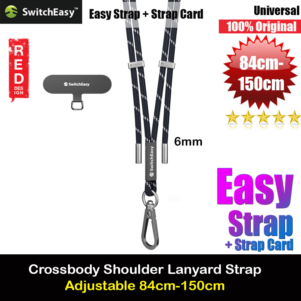 Switcheasy Easy Strap Crossbody Lanyard Shoulder Holder Card Link Adjustable Rope Strap for any closed-bottom phone case (Midnight Navy)