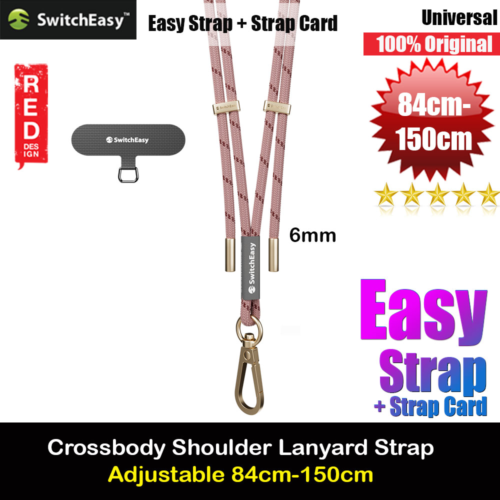 Switcheasy Easy Strap Crossbody Lanyard Shoulder Holder Card Link Adjustable Rope Strap for any closed-bottom phone case (Peach Beige)