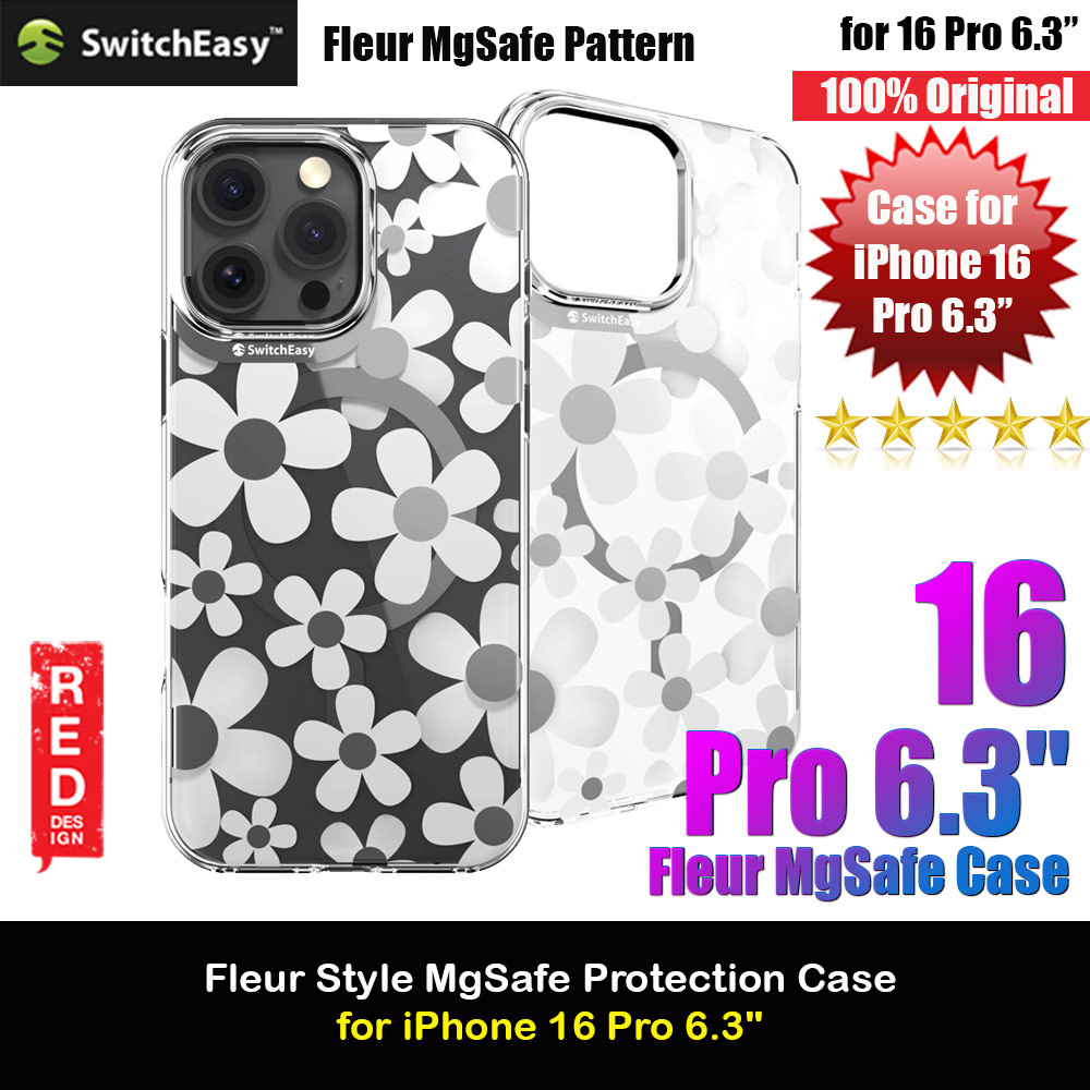 Switcheasy Fleur Style M Flower Fashionable Magsafe Compatible Case for iPhone 16 Pro 6.3 (White)