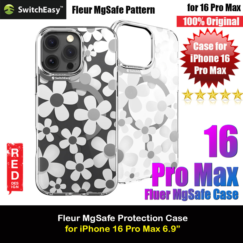 Switcheasy Fleur Style M Flower Fashionable Magsafe Compatible Case for iPhone 16 Pro Max 6.9 (White)