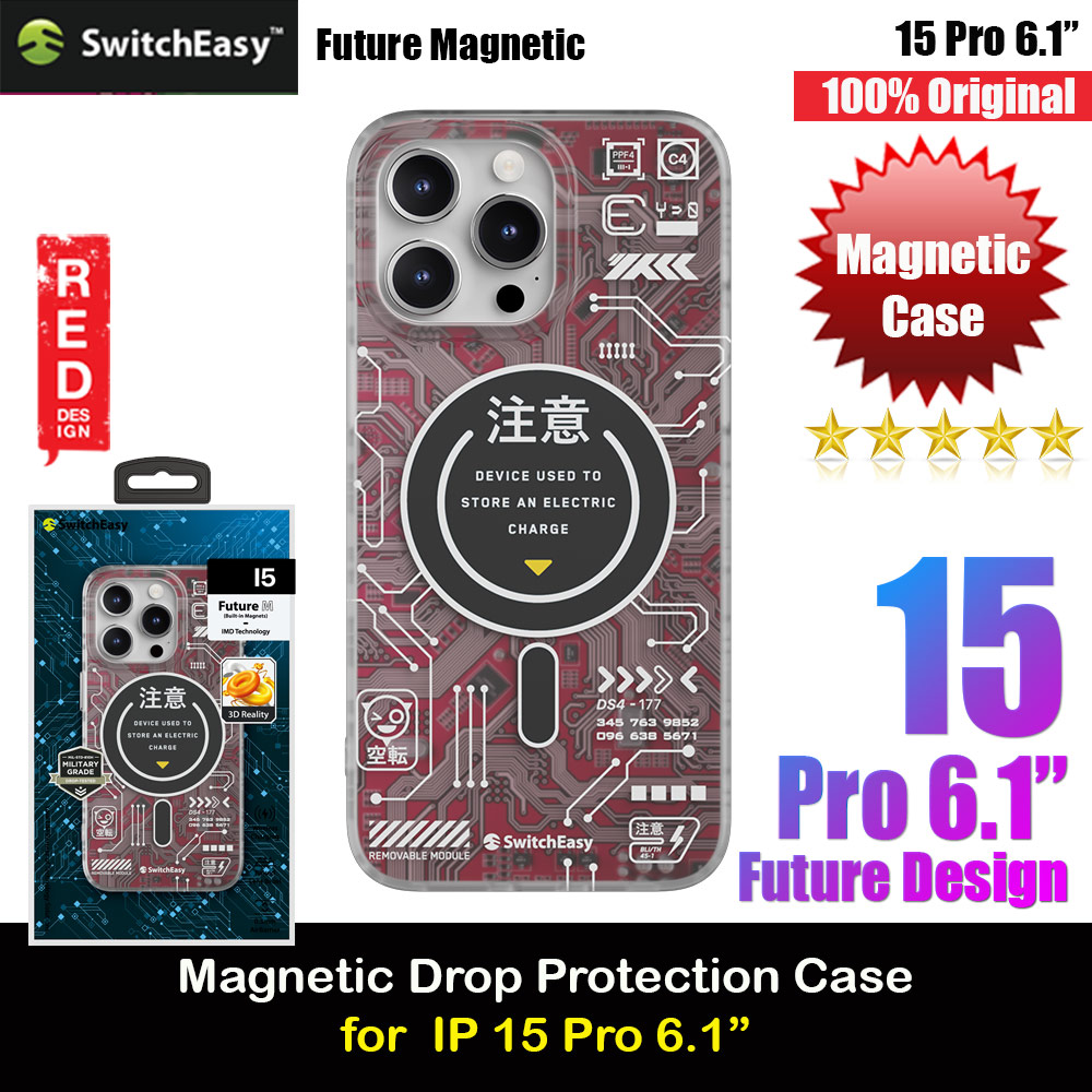 Switcheasy Future Double In Mold Decoration Fashionable Magsafe Compatible Case for Apple iPhone 15 Pro 6.1 (Crimson)