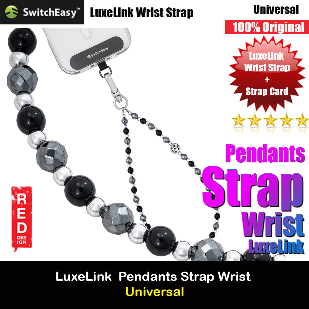 Switcheasy Luxe Pendan Wrist Strap Strap Card Phone Lanyard for any closed-bottom phone case (Obsidian Night)