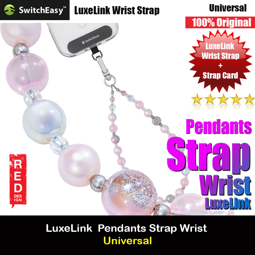 Switcheasy Luxe Pendan Wrist Strap Strap Card Phone Lanyard for any closed-bottom phone case (Sakura Whisper)