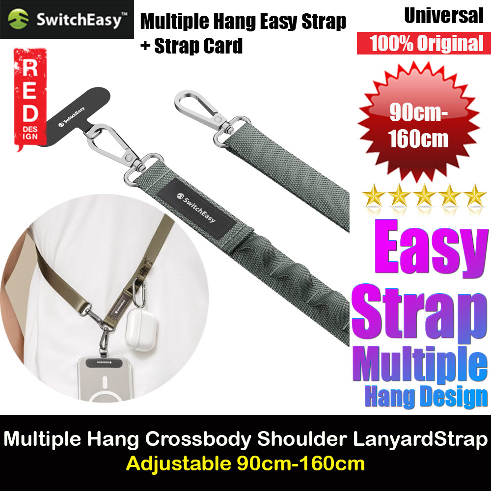 Switcheasy Easy Strap with Multiple Hang Design Crossbody Lanyard Shoulder Holder Card Link Adjustable Strap for any closed-bottom phone case (Noctilucent Blue)