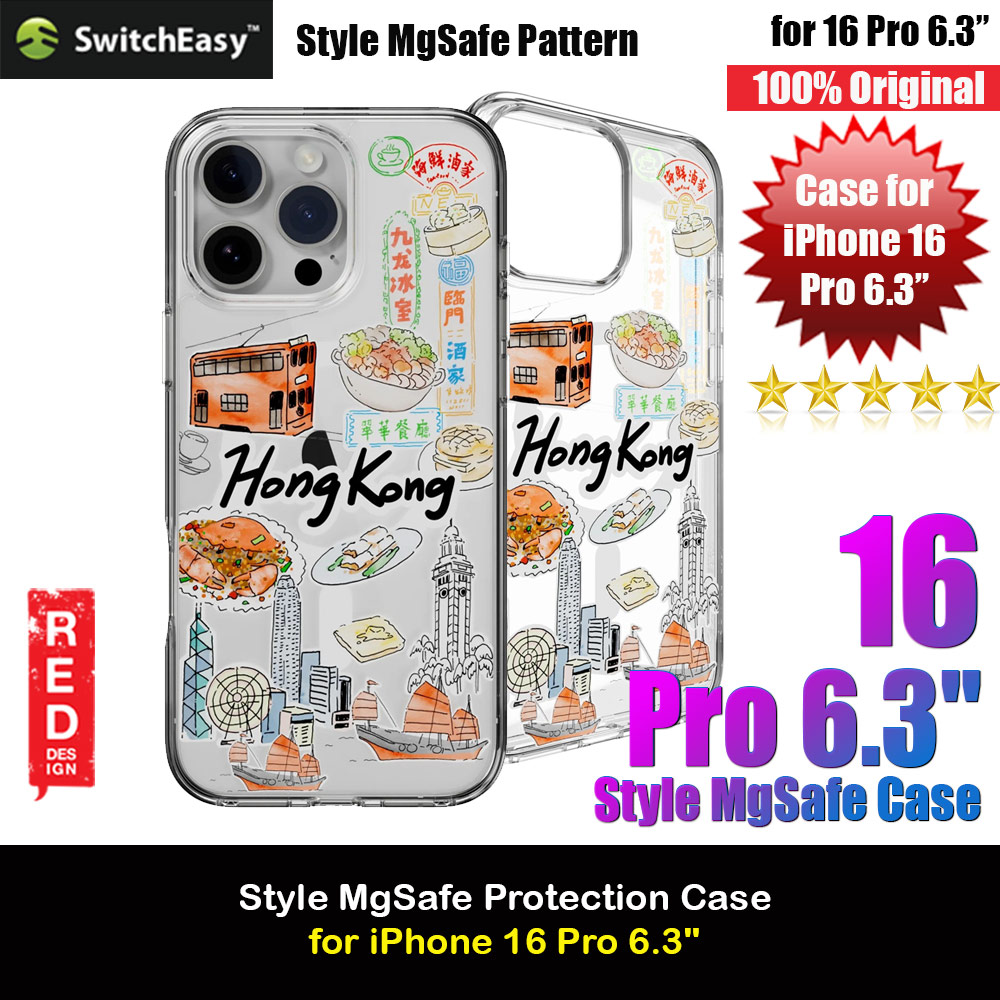 1 x Switcheasy Style M Travel City Fashionable Magsafe Compatible Case for iPhone 16 Pro 6.3 (HongKong)