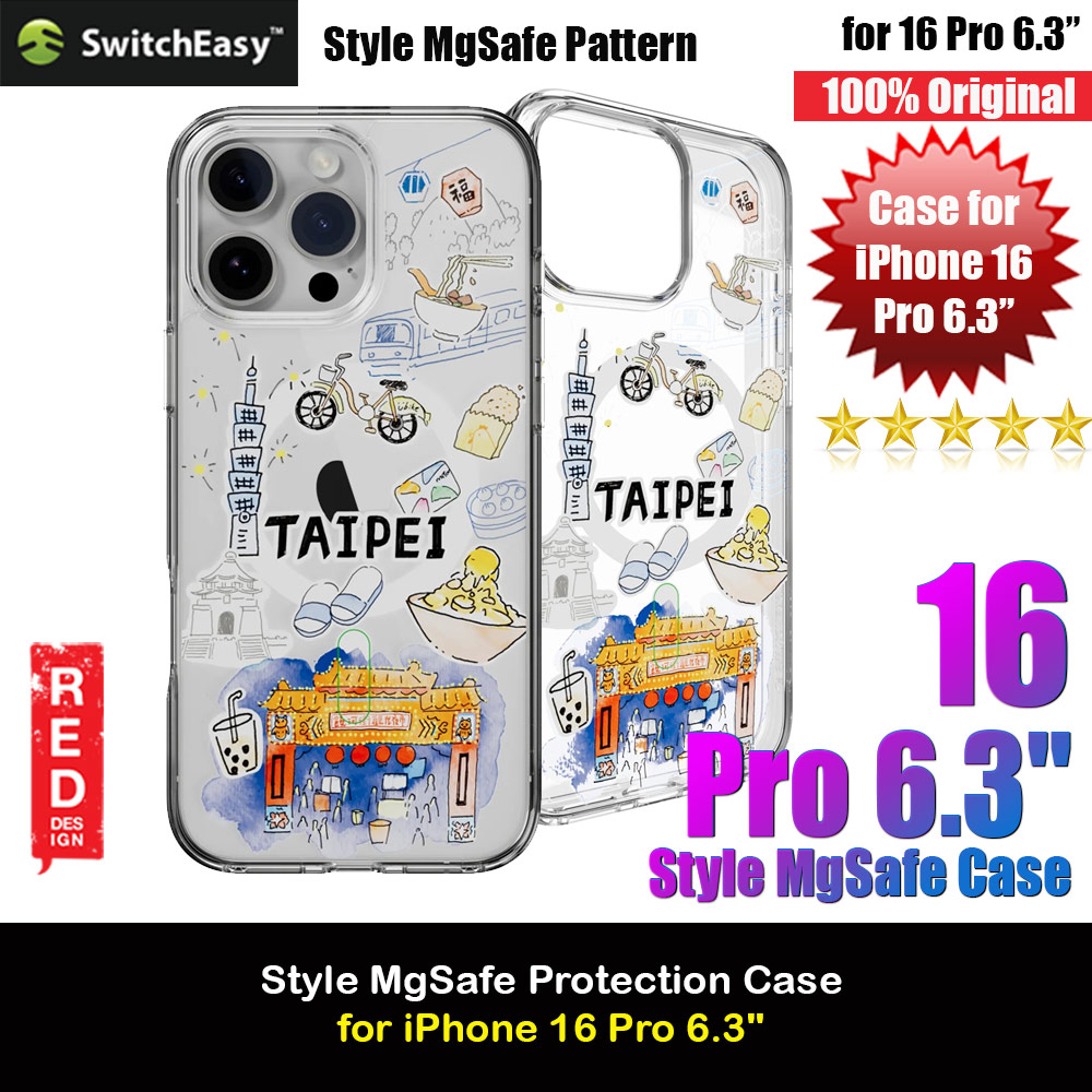 Switcheasy Style M Travel City Fashionable Magsafe Compatible Case for iPhone 16 Pro 6.3 (Taipei)