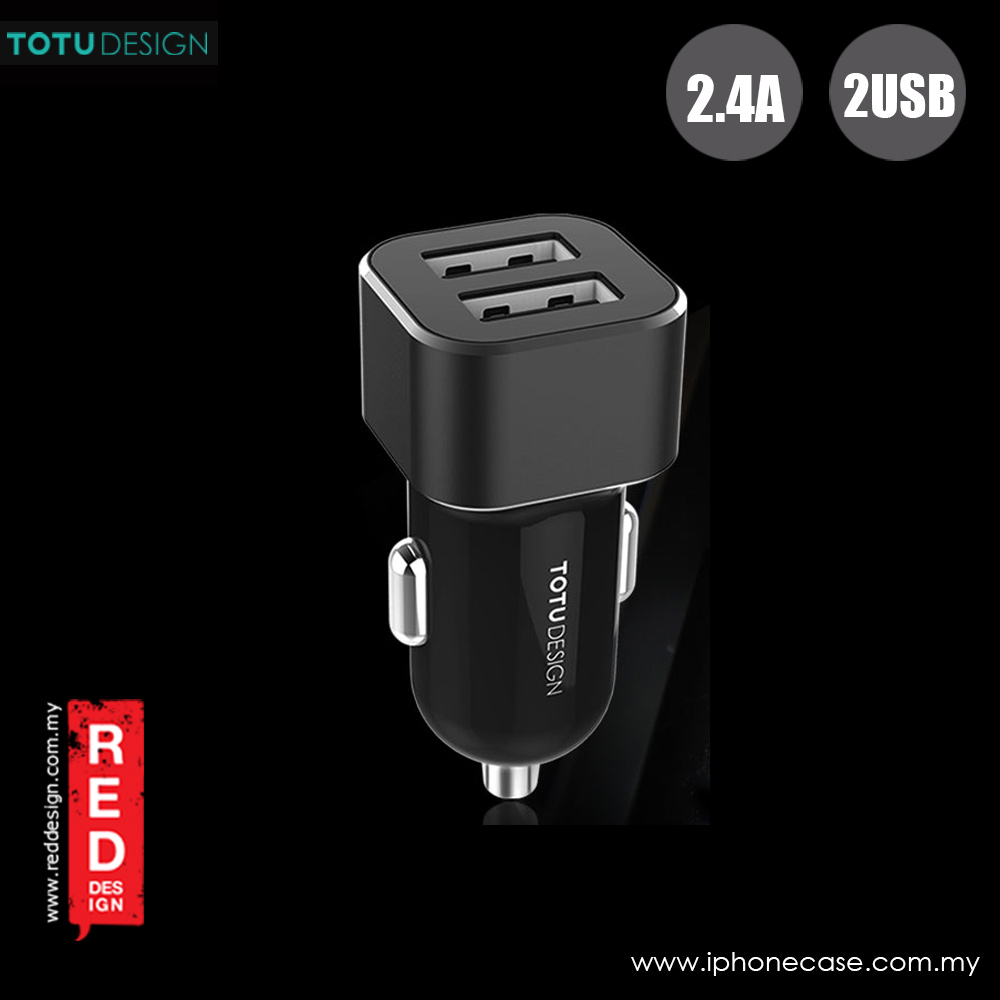 Totu Sharp Series 2.4A Fast Charge Dual USB Car Charger (Black)