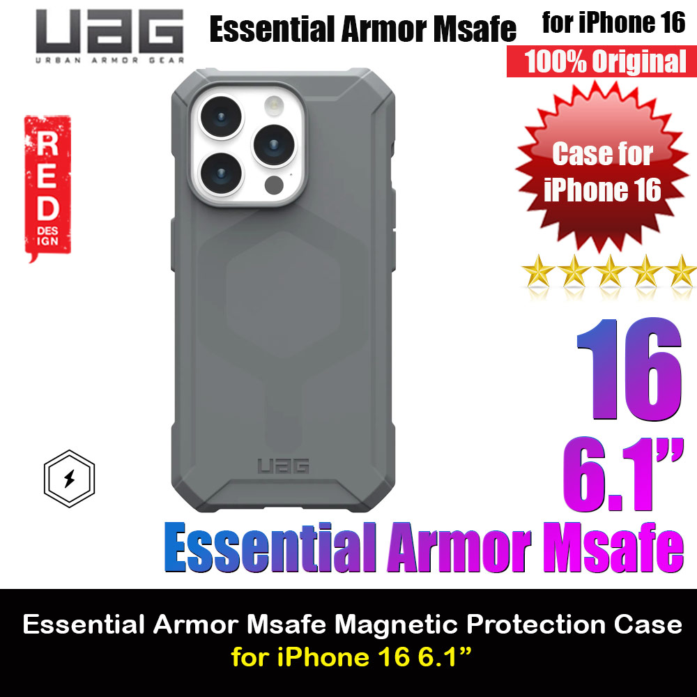 UAG Essential Armor Magsafe Drop Proof Shock Impact Resistant Case for iPhone 16 6.1 (Ash)