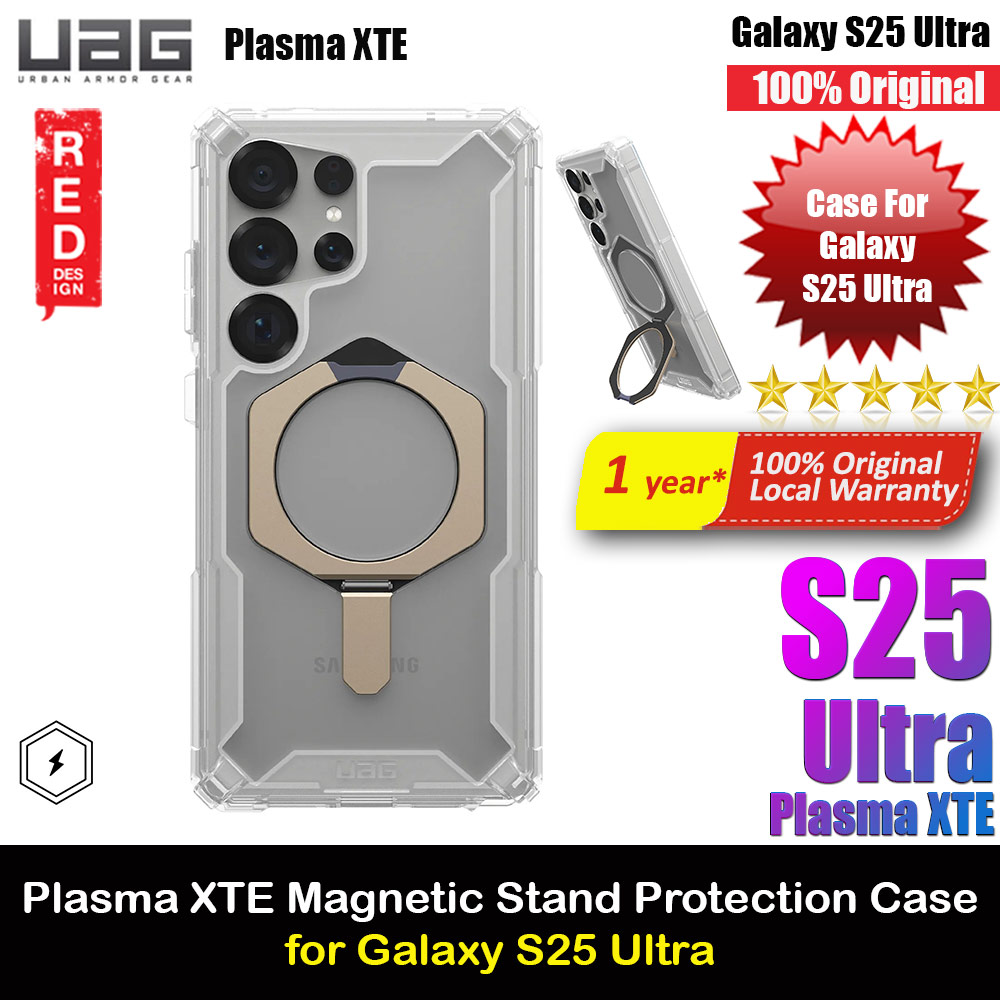 UAG Plasma XTE Galaxy S25 Ultra Kickstand Drop Protection Case Case with Magnetic Charging Compatible (Clear Titanium)