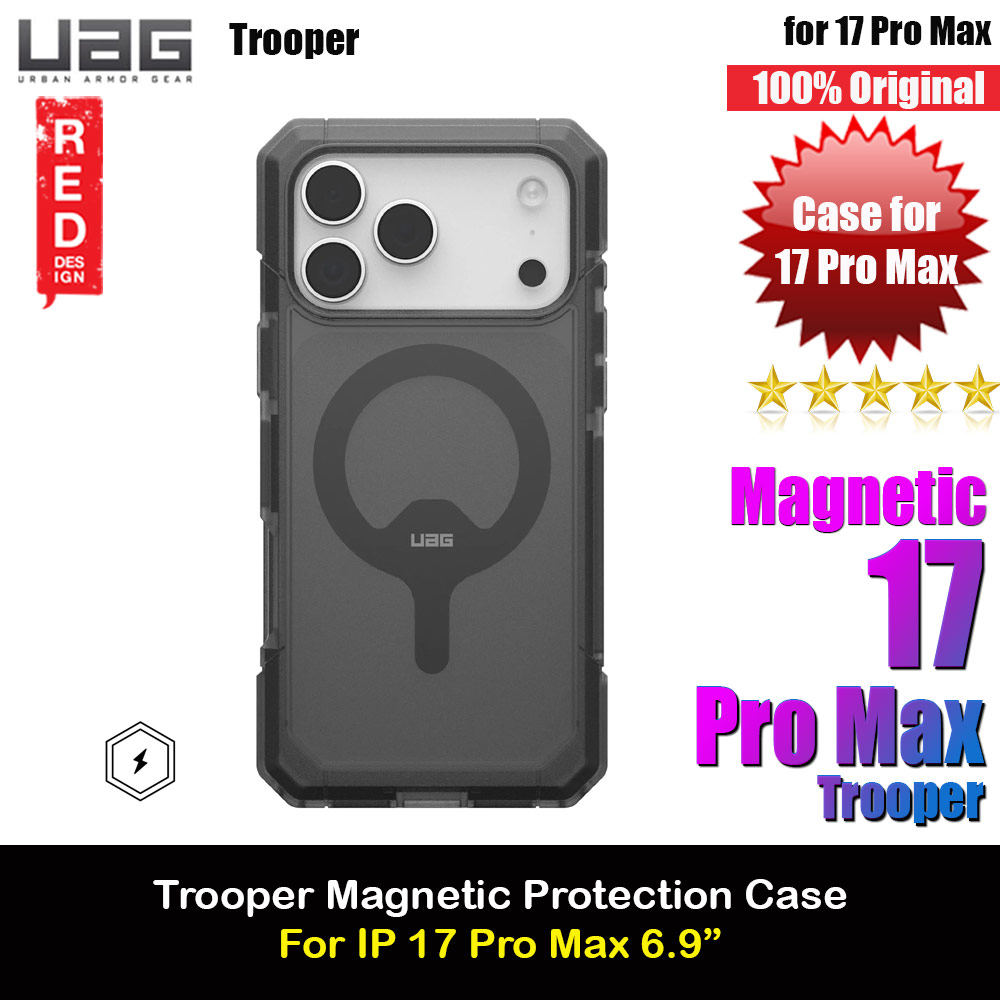 UAG Trooper Magsafe Drop Proof Shock Absorbing Drop Protection Case for iPhone 17 Pro Max 6.9 (Ash)